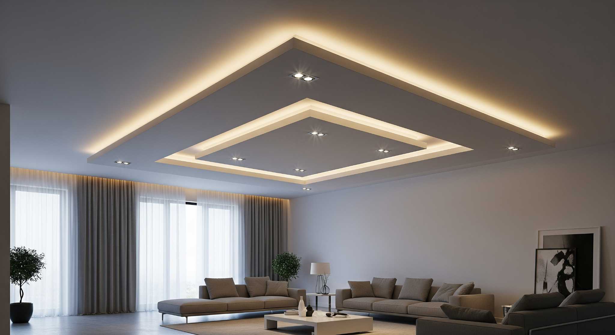Double Panelled POP Ceiling Design