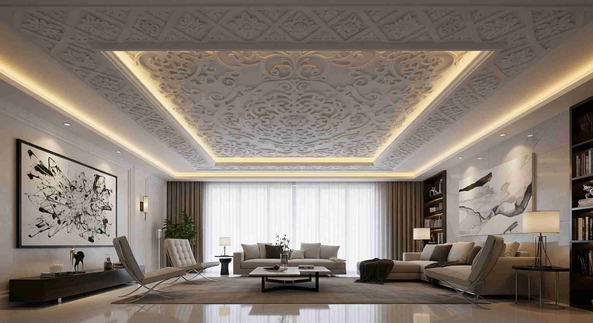 Ornamental Carved POP Ceiling Design